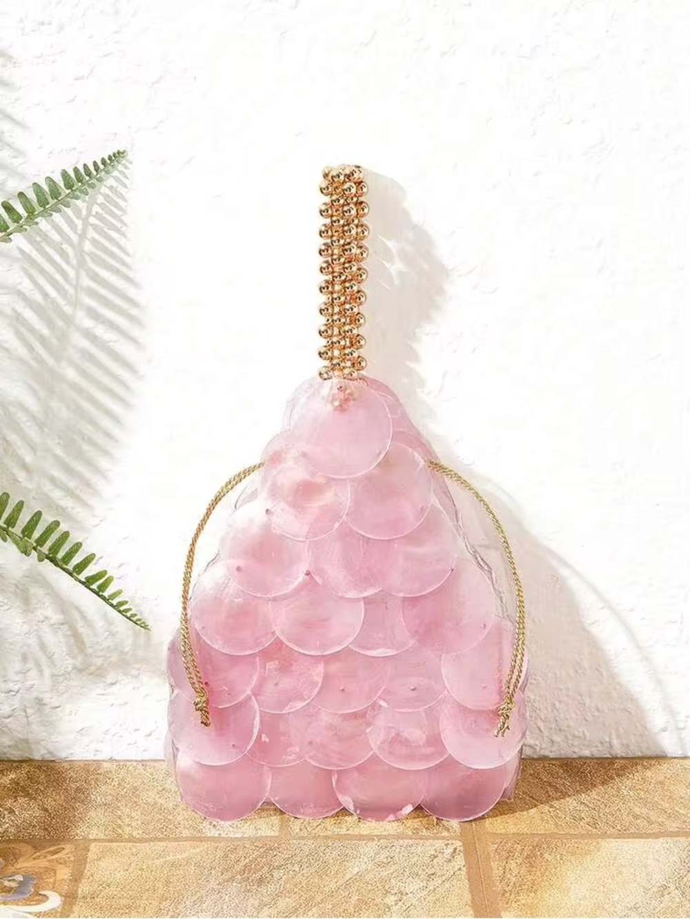 Pink resin purse with gold chain #festival #raver #glamour